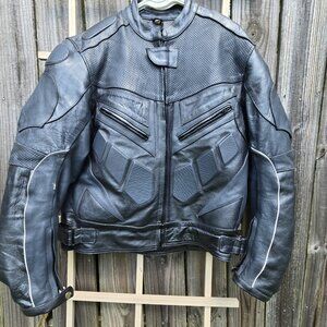 Echtes Leder Mens Leather Motorcycle Jacket Padded Genuine Moto Rider Biker 42